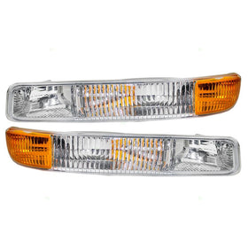 Driver and Passenger Park Signal Front Marker Lights Lamps Lenses Replacement for GMC Pickup Truck SUV 15199560 15199561
