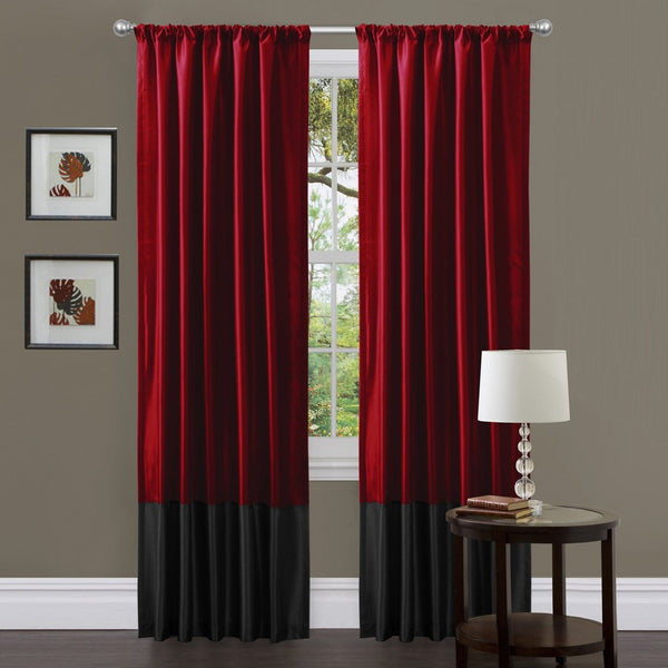 Lush Decor Milione Fiori Curtain Panel Pair, 84-Inch by 42-Inch, Red/Black