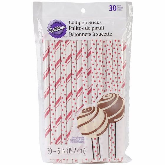 Wilton 1912-4002 Colored Lollipop Sticks, Red