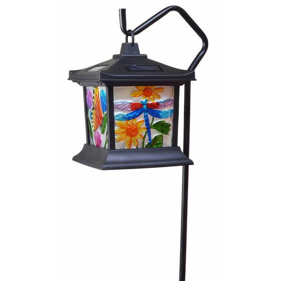 Moonrays 92276 Solar Powered Hanging Floral Stained Glass LED Light