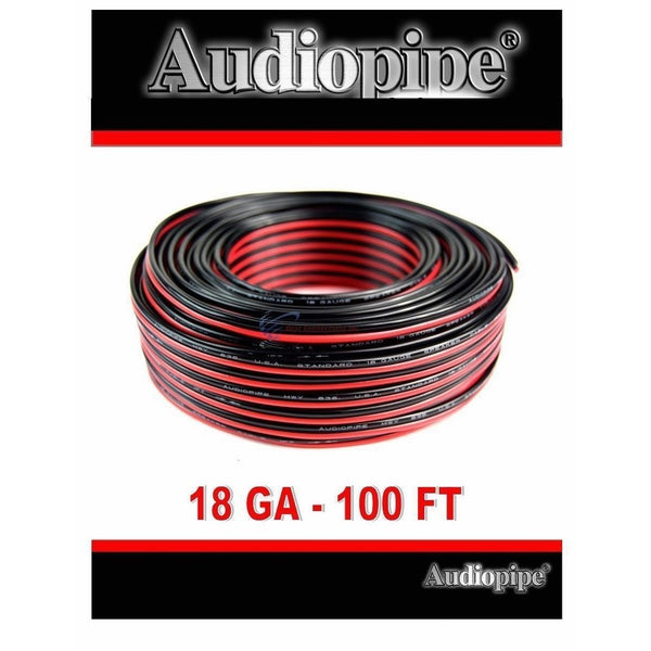 Audiopipe 100' Feet 18 GA Gauge Red Black 2 Conductor Speaker Wire Audio Cable