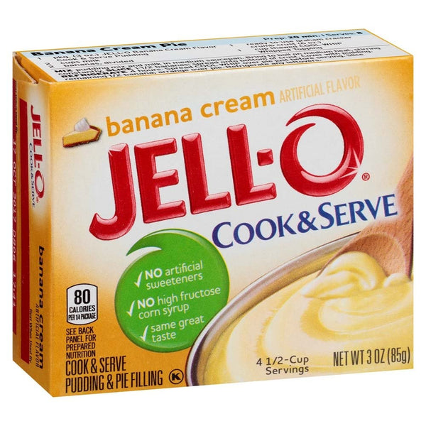 Jell-O Banana Cook & Serve Pudding Mix 3 Ounce Box (Pack of 6)