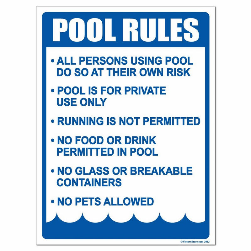 Pool Rules 12" x 18" Corrugated Plastic Sign