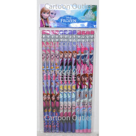 Licensed Disney Frozen Pencils w/erasers Elsa, Anna, Olaf-12 pcs