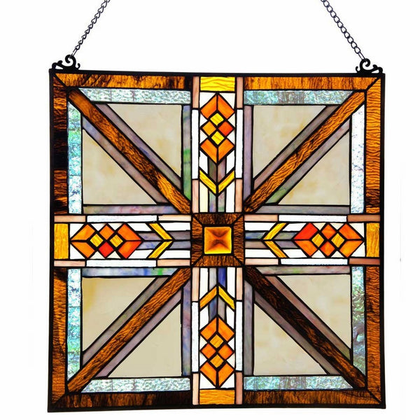 17.5" H Stained Glass Southwestern Mission Style Window Panel