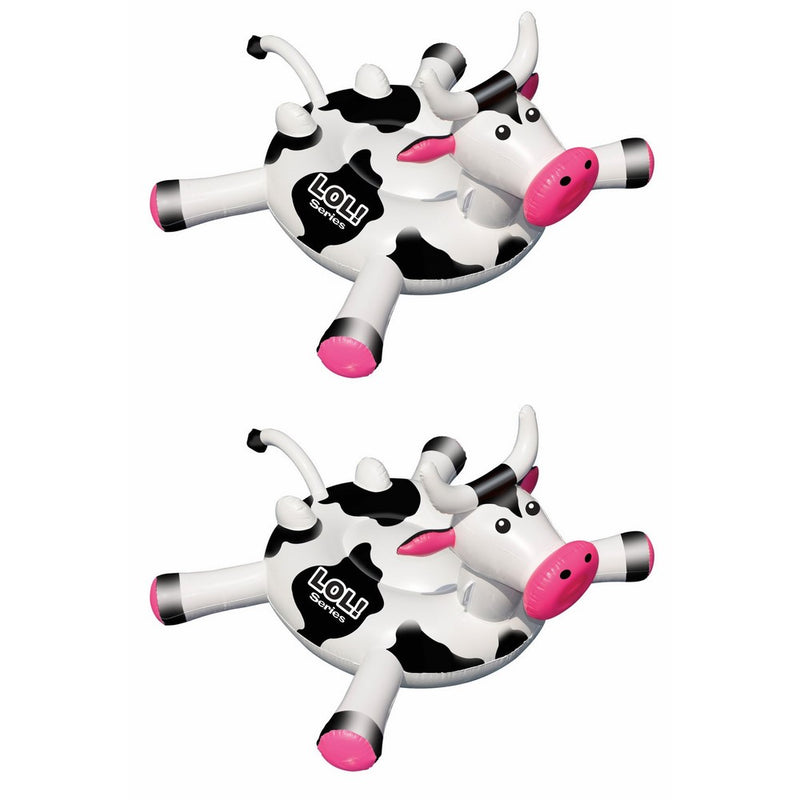 2 Swimline LOL 90268 Swimming Pool Kids Giant Rideable Cow Inflatable Float Toys