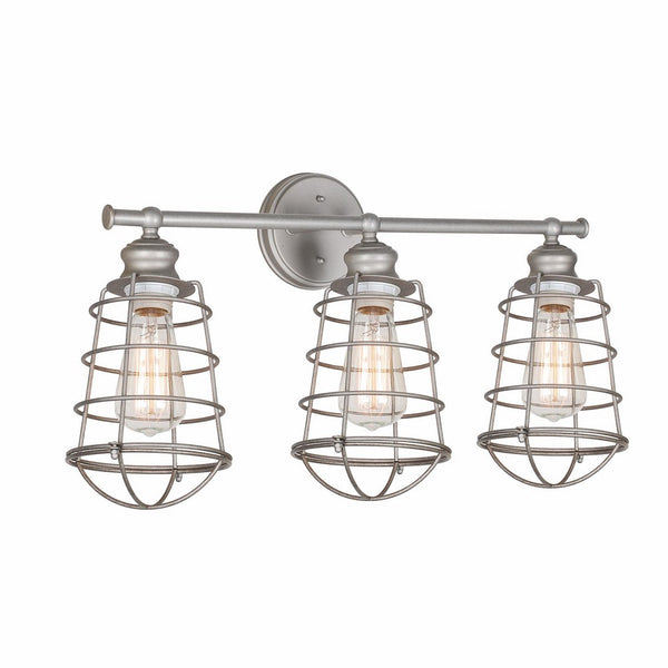 Design House 519728 Ajax 3 Light Vanity Light, Galvanized Steel Finish