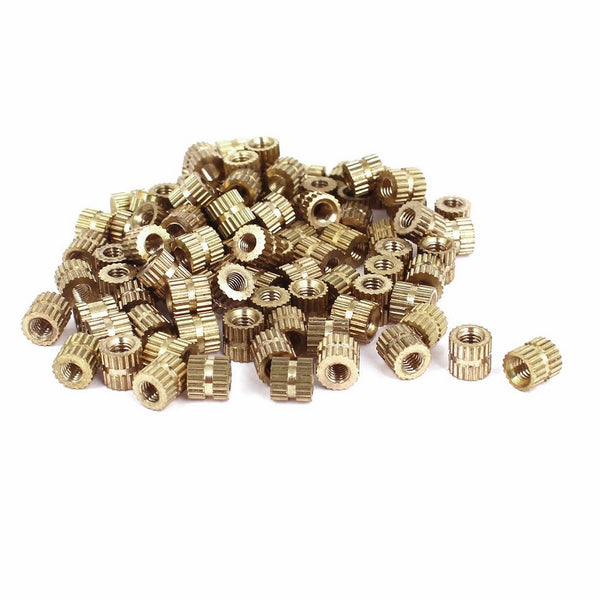 M3x5mm(L)-5mm(OD) Metric Threaded Brass Knurl Round Insert Nuts 100pcs