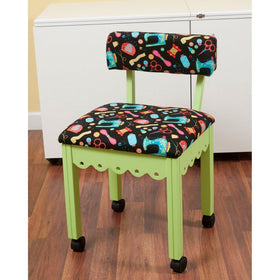 Arrow Sewing Print Material Sewing Chair with Scalloped Base