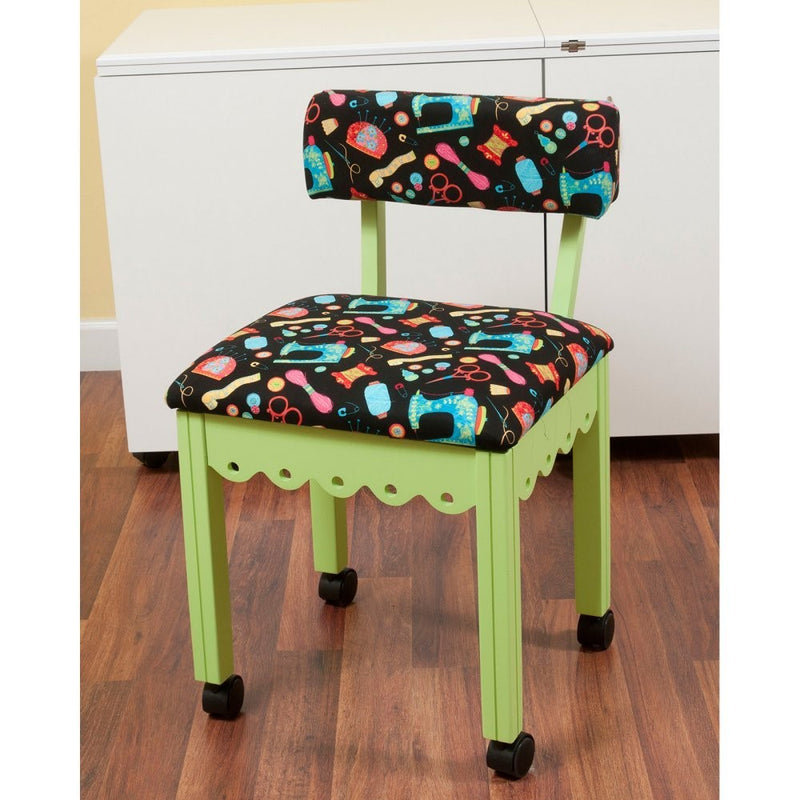 Arrow Sewing Print Material Sewing Chair with Scalloped Base