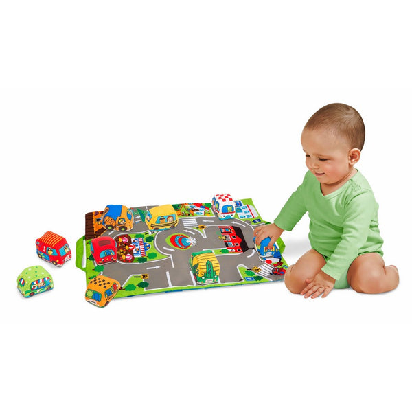 Melissa & Doug Take-Along Town Play Mat (19.25 x 14.25 inches) With 9 Soft Vehicles