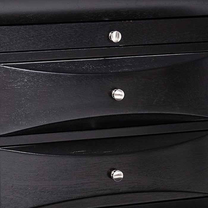 Wooden 2 Drawer Nightstand with tray, Black