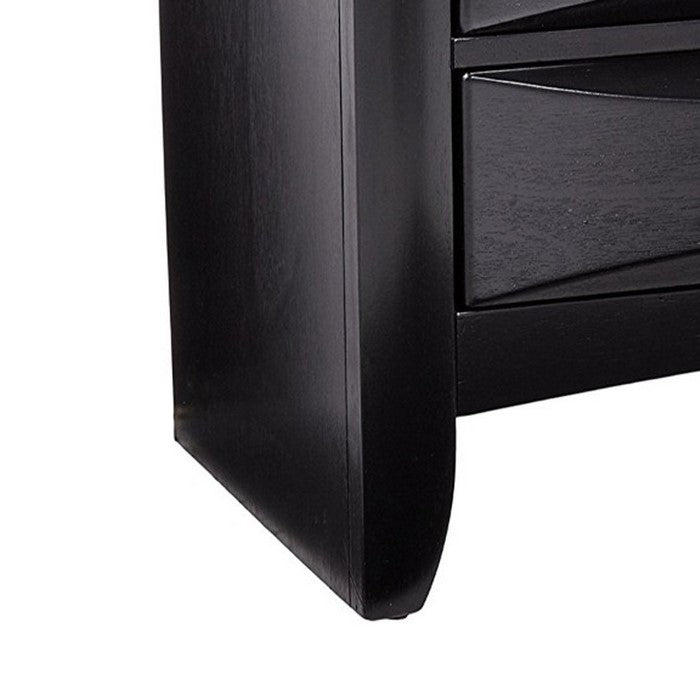 Wooden 2 Drawer Nightstand with tray, Black