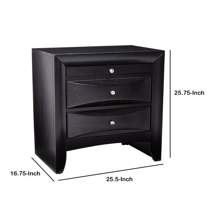 Wooden 2 Drawer Nightstand with tray, Black