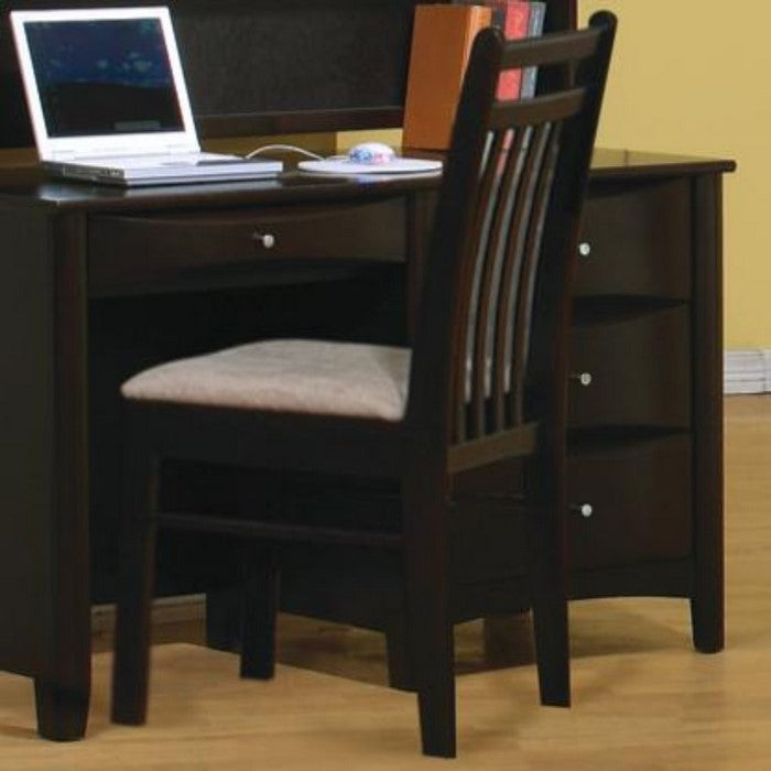 Wooden Chair With Padded Seat And Slatted Back, Brown