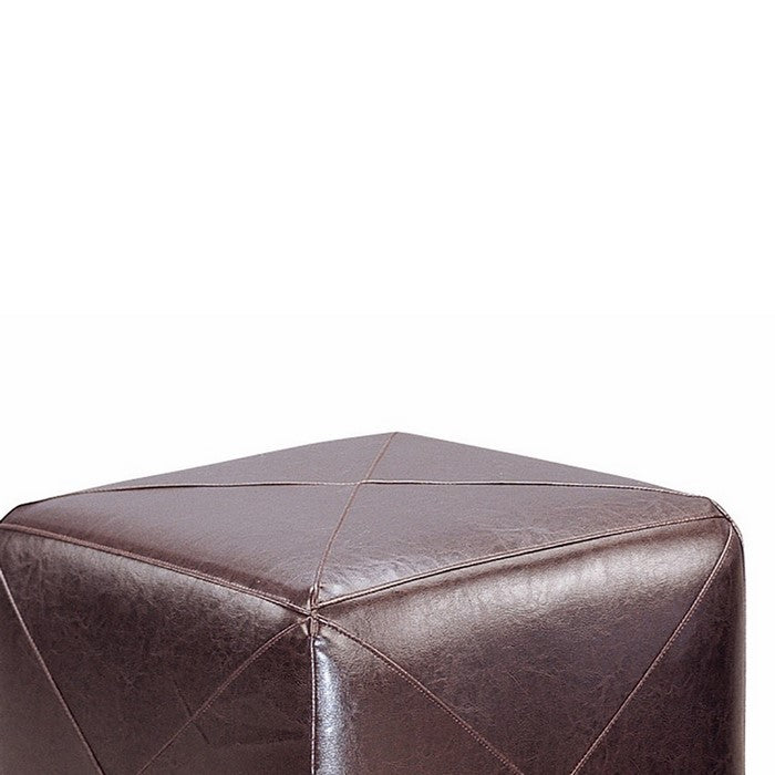 Contemporary Leather Cube Ottoman, Dark Brown