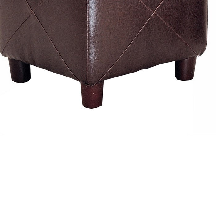 Contemporary Leather Cube Ottoman, Dark Brown