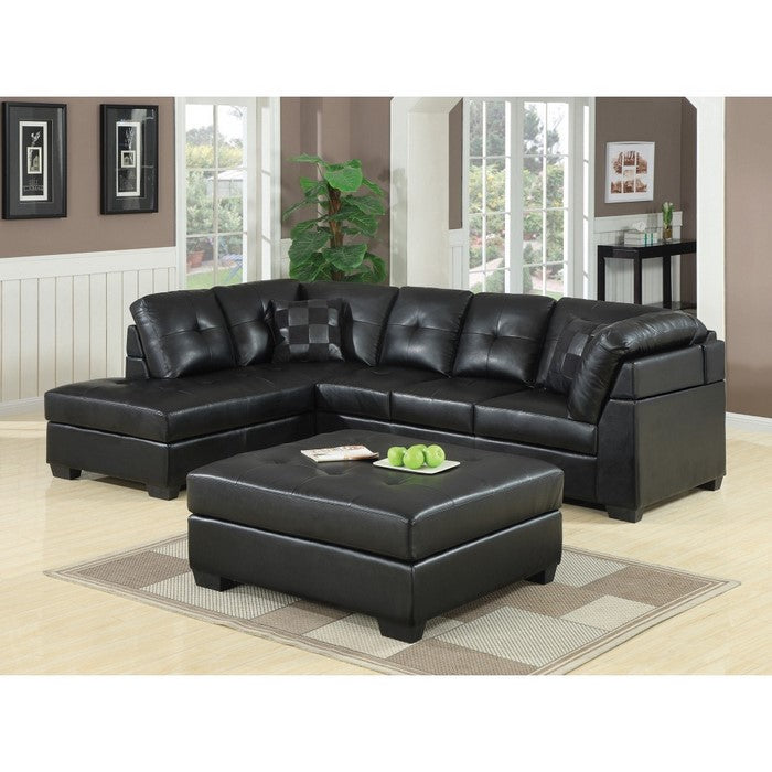 Ottoman With Tufted Seat, Black