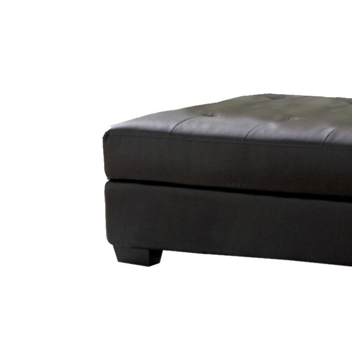 Ottoman With Tufted Seat, Black