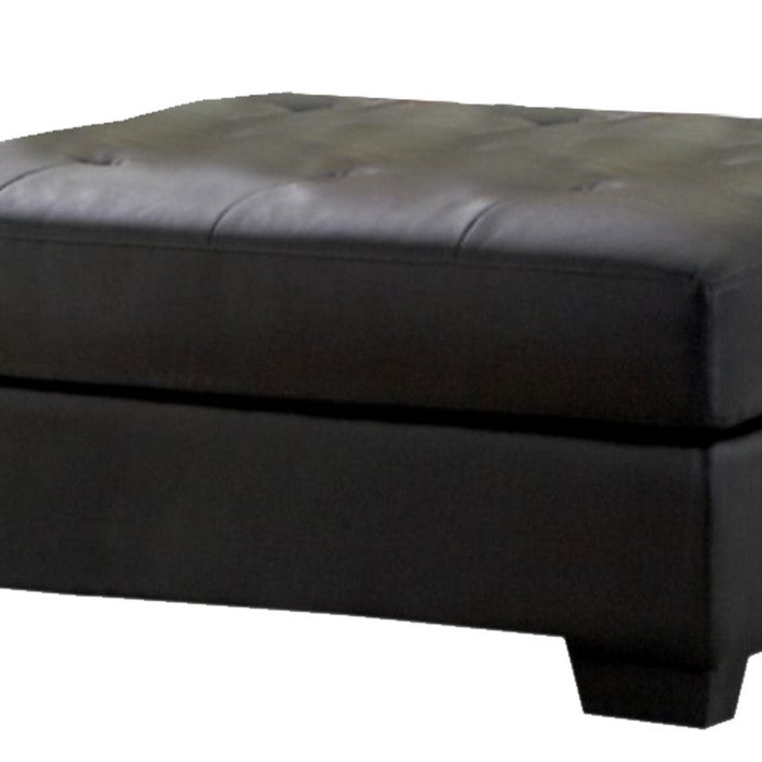 Ottoman With Tufted Seat, Black