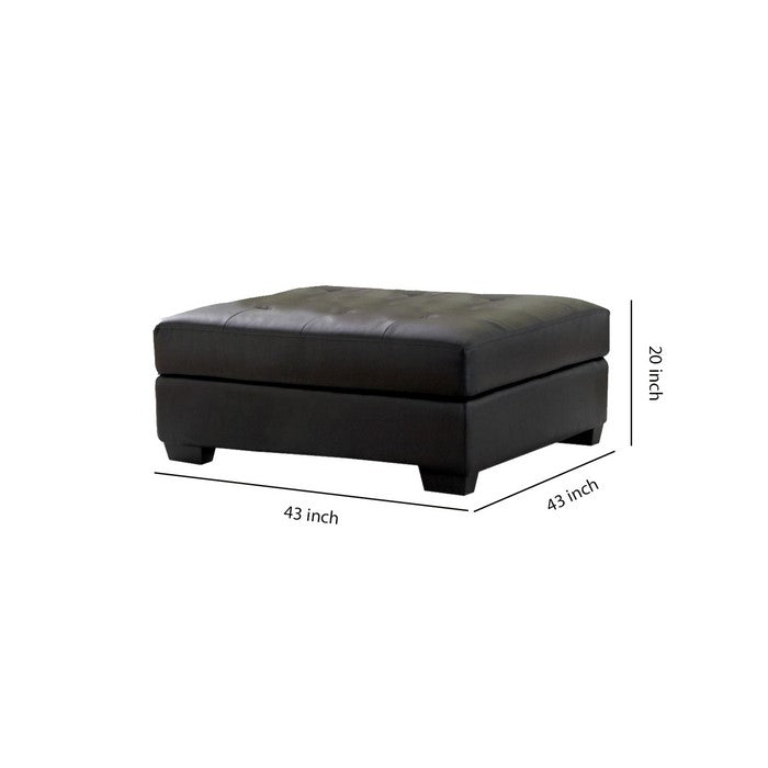 Ottoman With Tufted Seat, Black