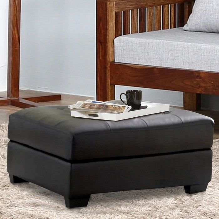 Ottoman With Tufted Seat, Black