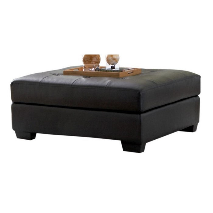 Ottoman With Tufted Seat, Black