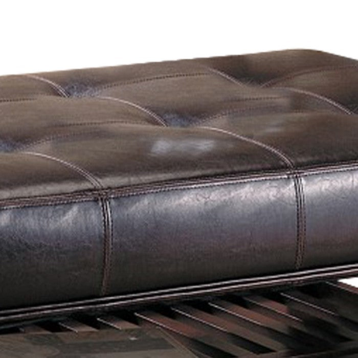 Charming Leather Ottoman, Brown