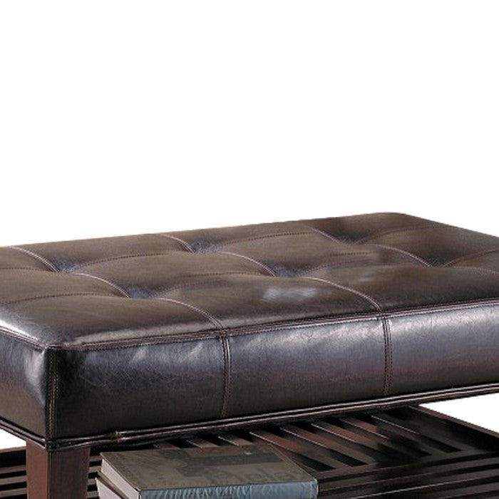 Charming Leather Ottoman, Brown