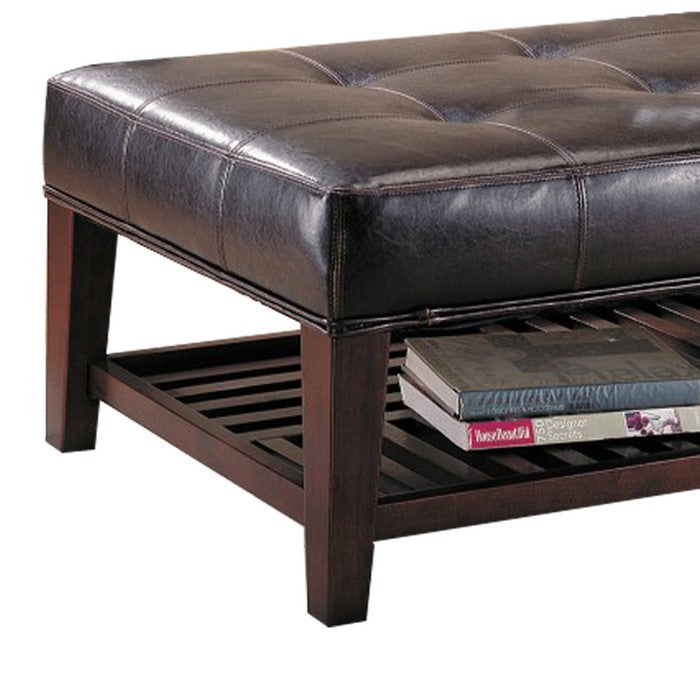 Charming Leather Ottoman, Brown