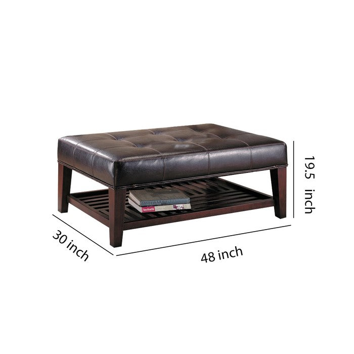 Charming Leather Ottoman, Brown