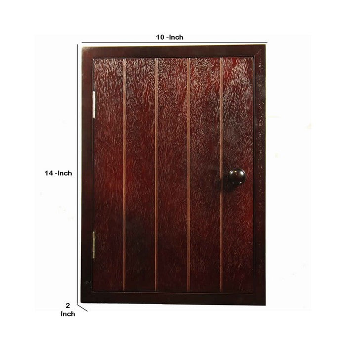 Wall Mounting Wooden Key Holder Cabinet with 16 Pegs, Brown