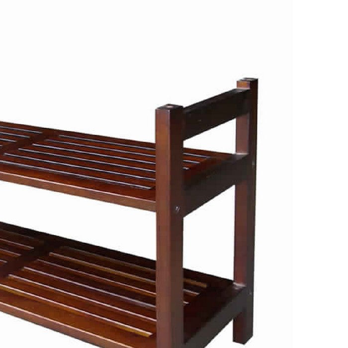 Wooden Stackable Mission Inspired Shoe Rack with 2 Tier Shelving,Brown