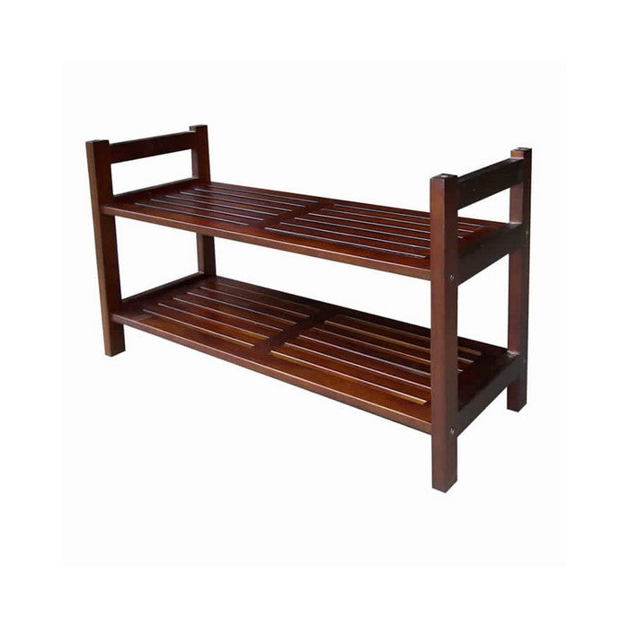 Wooden Stackable Mission Inspired Shoe Rack with 2 Tier Shelving,Brown