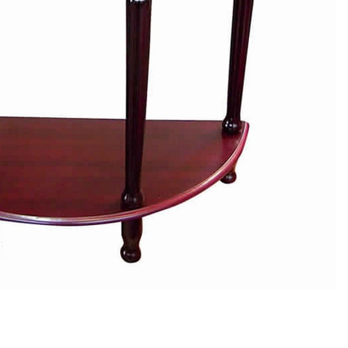 Crescent Side Table with Turned Tapered Legs and Drawer, Cherry Brown