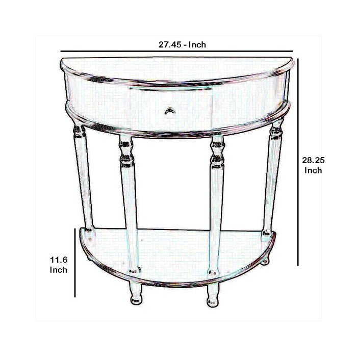 Crescent Side Table with Turned Tapered Legs and Drawer, Cherry Brown