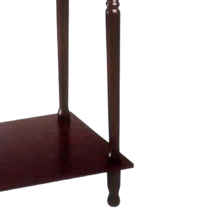 Rectangular Side Table with Drawer and Turned Tapered Legs, Cherry Brown