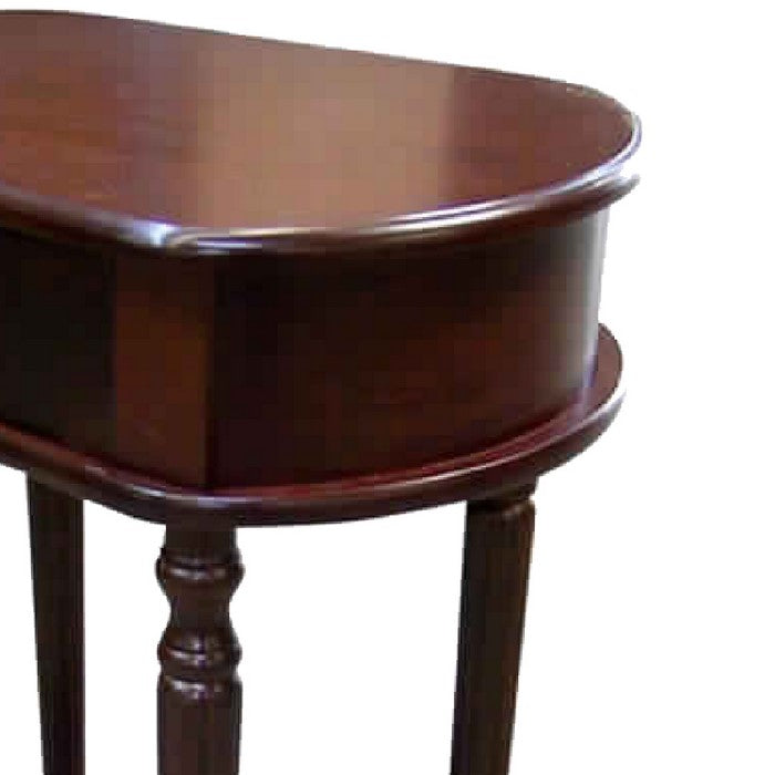 Wooden Wide Side Table with 1 Bottom Shelf, Cherry Brown