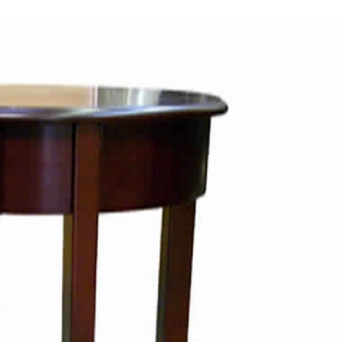 Round Shaped End Table with 1 Drawer and Tapered Legs, Cherry Brown
