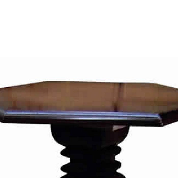 Hexagonal Top Wooden End Table with Pedestal Base, Cherry Brown