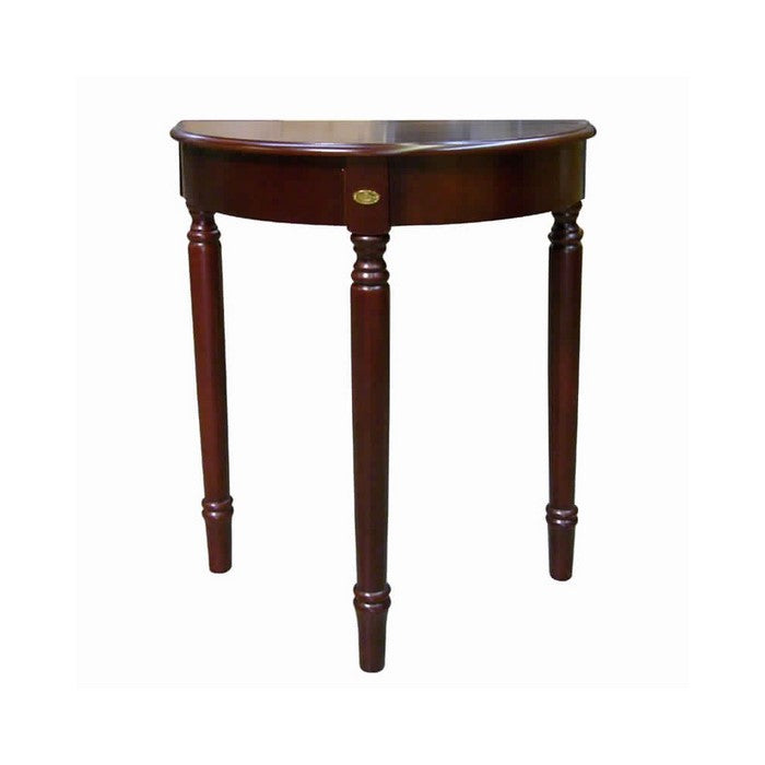 Crescent Top Wooden Console Table with Turned Legs, Cherry Brown