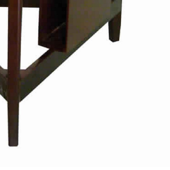 Wooden Accent Table with Tripod Base and Magazine Holder, Cherry Brown