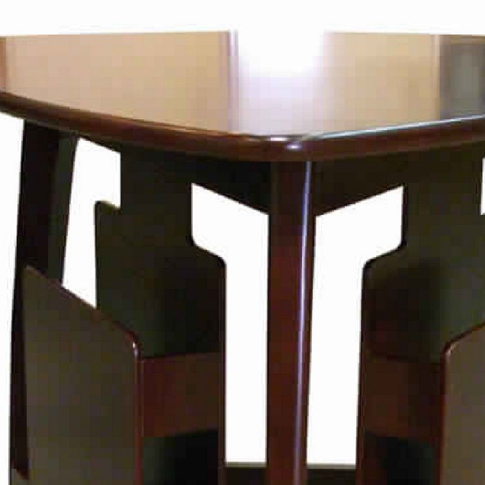 Wooden Accent Table with Tripod Base and Magazine Holder, Cherry Brown