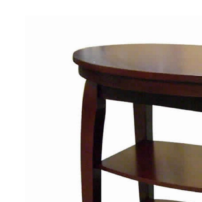 Oval Shaped Wooden End Table with 2 Shelves and Swivel Top, Brown