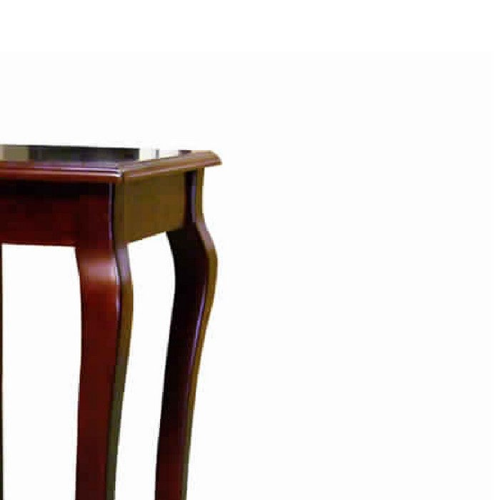 Square Wooden Flower Stand with Bottom Shelf and Curved Legs, Cherry Brown