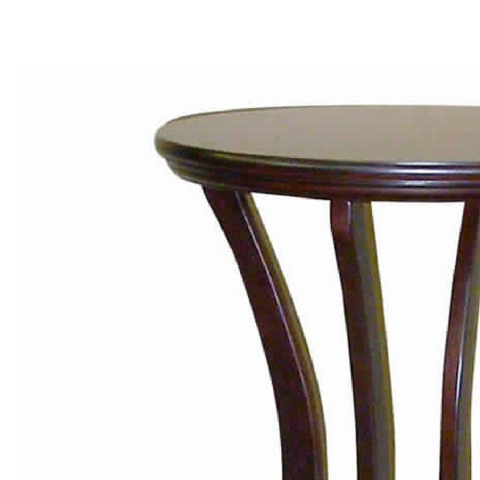 Round Wooden End Table with Pedestal Base, Cherry Brown
