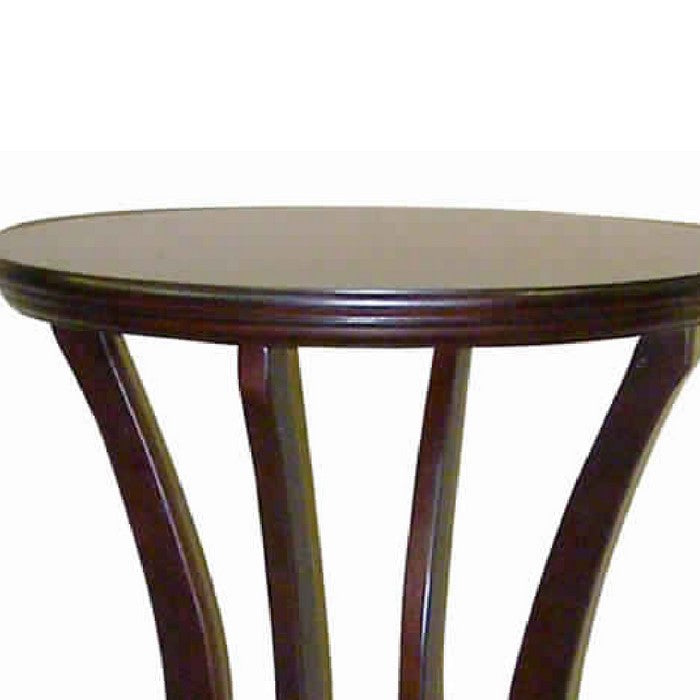 Round Wooden End Table with Pedestal Base, Cherry Brown