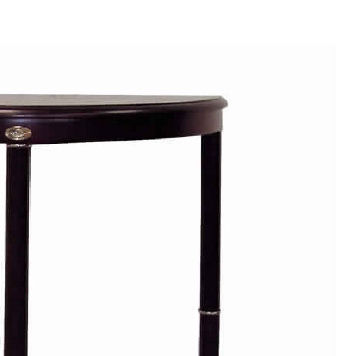 Crescent Shape Wooden End Table with Lower Shelf, Cherry Brown