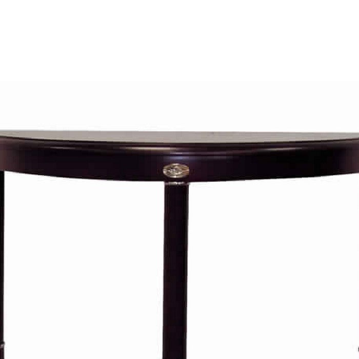 Crescent Shape Wooden End Table with Lower Shelf, Cherry Brown