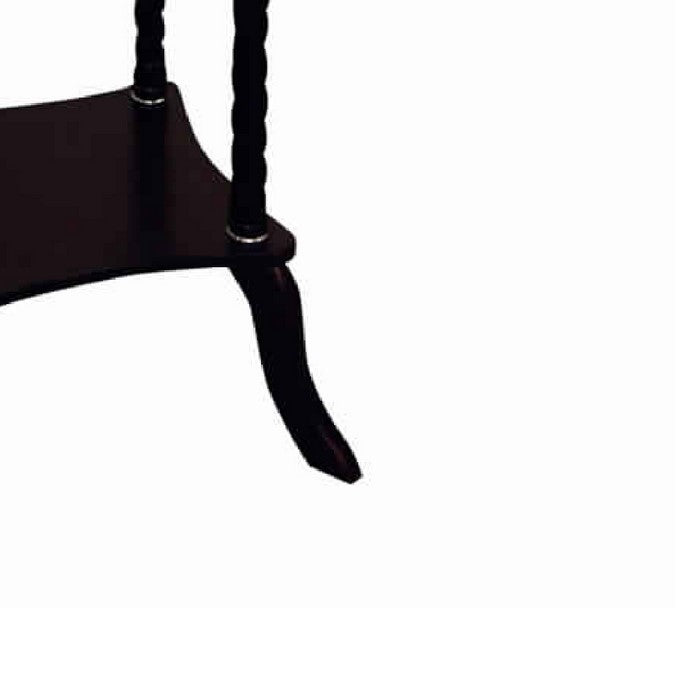 Square Wooden Flower Stand with Bottom Shelf and Curved Legs, Cherry Brown
